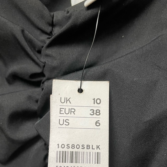 TOPSHOP Black Taffeta Cold Shoulder Bardot Midi Dress - Picture 9 of 12